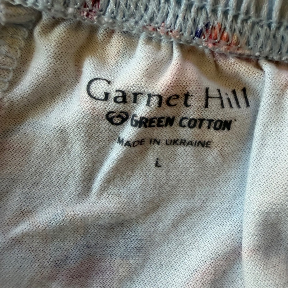 Garnet Hill  100% Organic Cotton Floral Pajama Set Size Large Lounge Two Piece - Picture 5 of 6